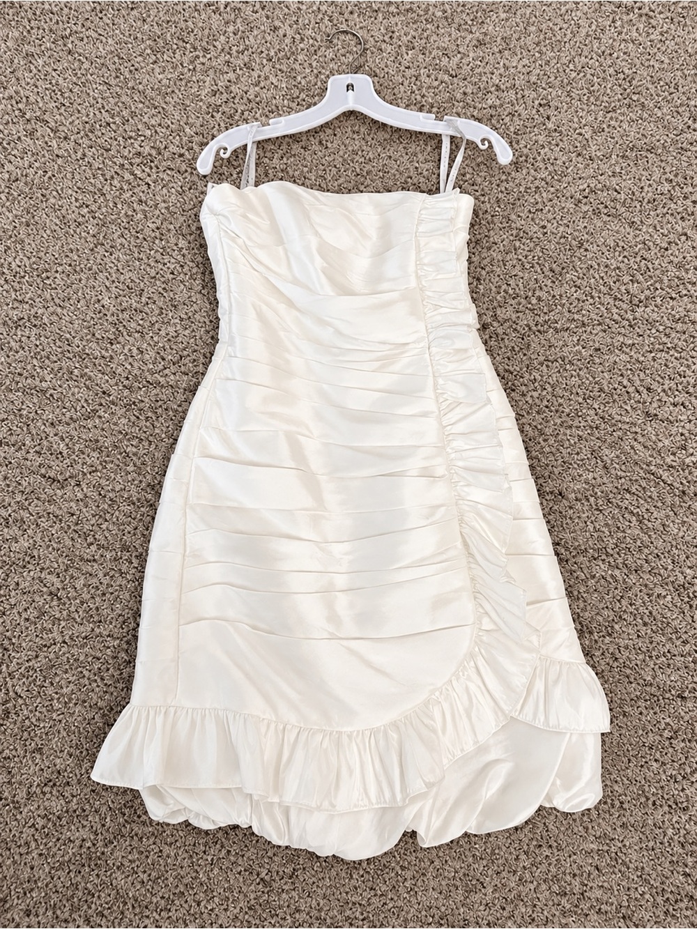 Alfred Angelo Ivory Strapless Ruffled Cocktail Dress